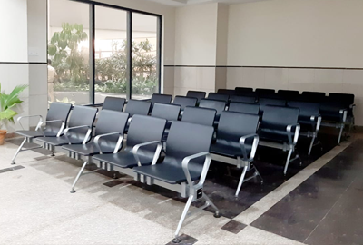 Separate waiting area with elder friendly seating arrangements have been created near the main entrance of the hospital. 