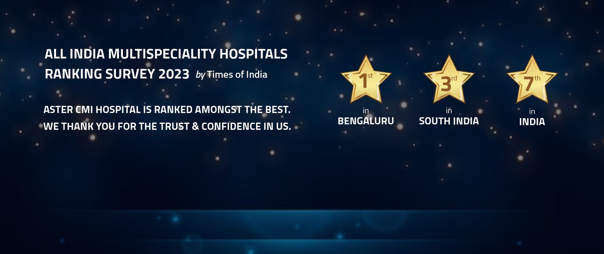 Times of India Awards Best Hospital in Bangalore to Aster CMI Hospital