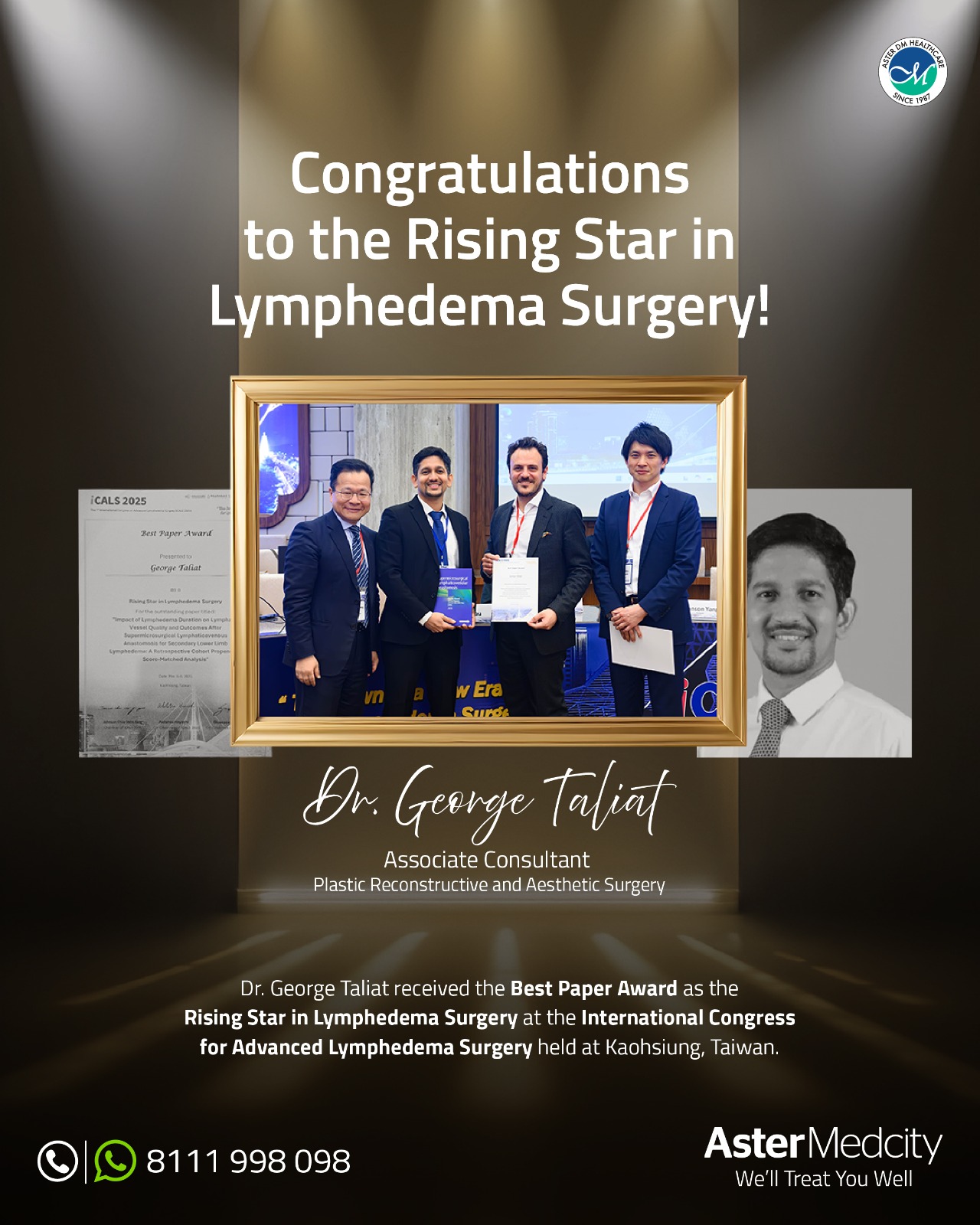 Celebrating Excellence: Dr. George Taliat Wins Best Paper Award as Rising Star in Lymphedema Surgery