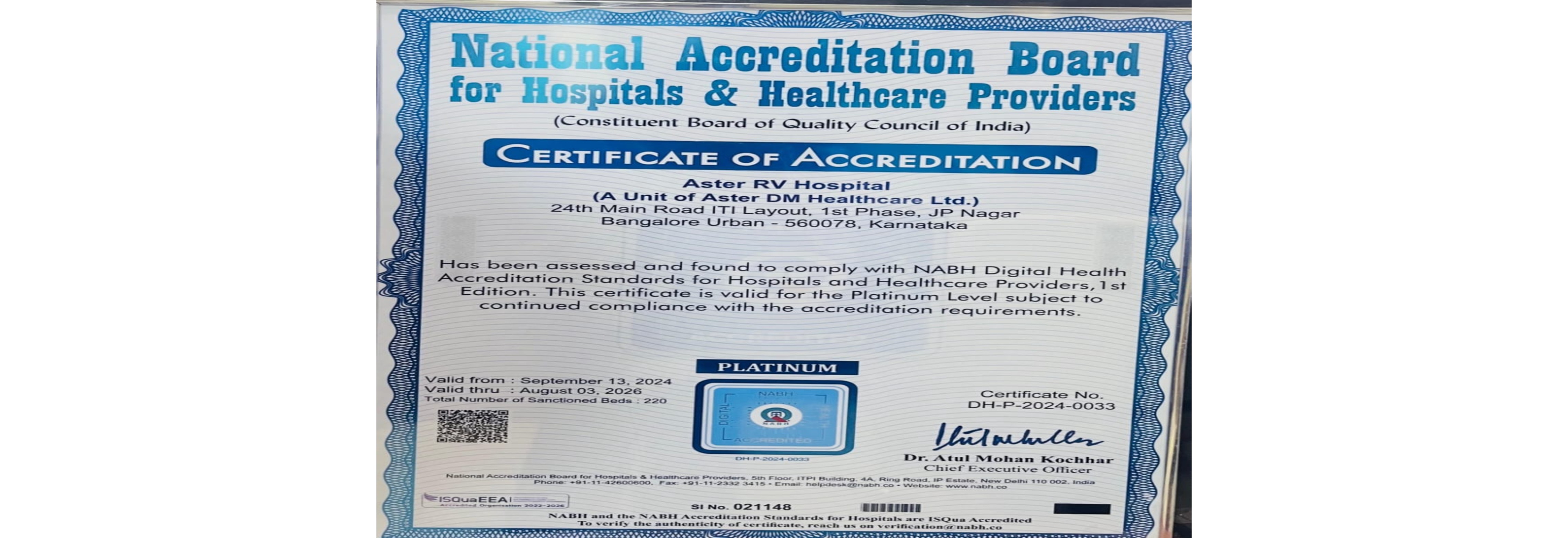 NABH Digital Accreditation Certificate