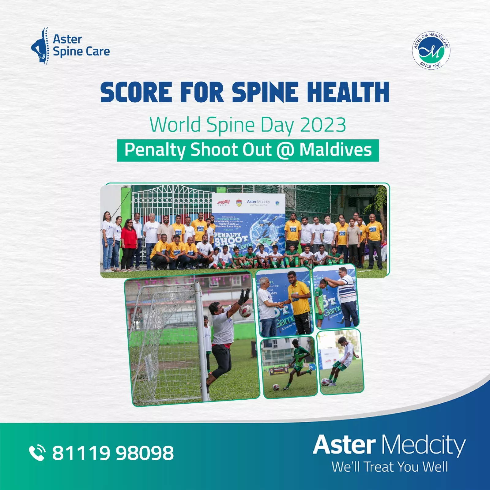 &quot;Score for Spine Health: World Spine Day 2023 Penalty Shoot Out in Maldives&quot;